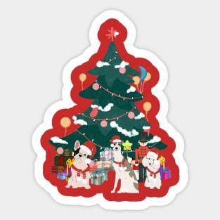 Dogs and xmas tree Sticker